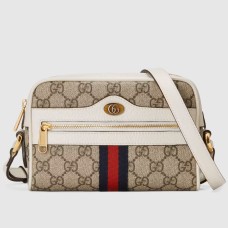 Gucci Ophidia Mini Camera Bag in Canvas with White Leather Trim
