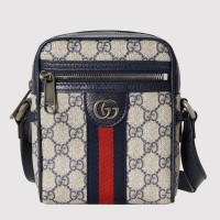 Gucci Ophidia Mini Messenger Bag in Blue GG Supreme Canvas