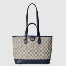 Gucci Ophidia Small Tote Bag in Beige/Blue GG Supreme Canvas