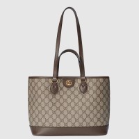 Gucci Ophidia Small Tote Bag in Beige/Ebony GG Supreme Canvas