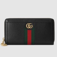 Gucci Ophidia Zip Around Wallet in Black Leather