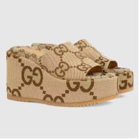 Gucci Platform Slide Sandals in Maxi GG Canvas