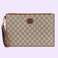 Gucci Portfolio Pouch in Beige GG Canvas with Interlocking G