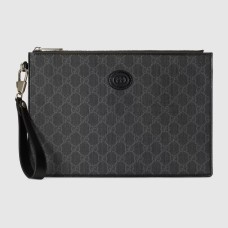 Gucci Portfolio Pouch in Black GG Canvas with Interlocking G