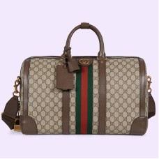 Gucci Savoy Small Duffle Bag in Beige GG Supreme Canvas
