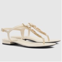 Gucci Signoria Thong Sandals in White Leather