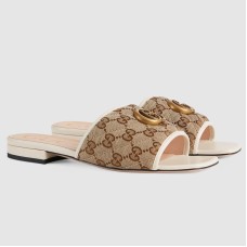 Gucci Slide Sandals in GG Matelasse Canvas with White Leather
