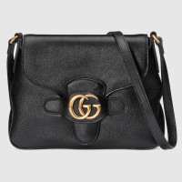 Gucci Small Messenger Bag in Black Leather with Double G