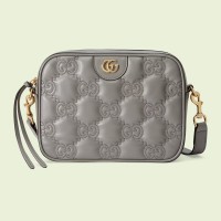 Gucci Small Shoulder Bag In Grey GG Matelasse Leather Gucci Small Shoulder Bag In Grey GG Matelasse Leather
