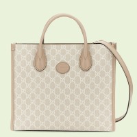 Gucci Small Tote Bag in White GG Supreme Canvas with Leather