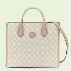 Gucci Small Tote Bag in White GG Supreme Canvas with Leather