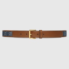 Gucci Square Buckle Belt 30MM in Blue GG Denim Jacquard