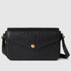 Gucci Super Mini Shoulder Bag in Black GG Leather
