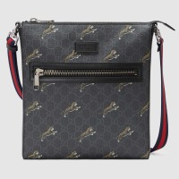 Gucci Tigers Messenger Bag in Black GG Supreme Canvas