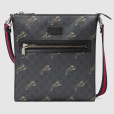 Gucci Tigers Messenger Bag in Black GG Supreme Canvas