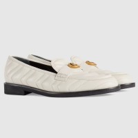 Gucci Women's GG Marmont Loafers In White Matelasse Leather