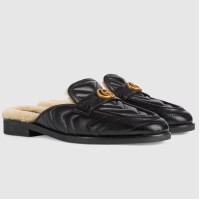 Gucci Women's GG Marmont Slippers with Shearling Lining