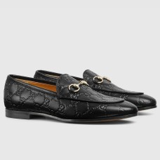 Gucci Women's Jordaan Loafers in Black GG Leather