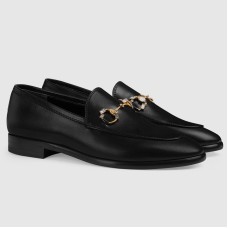 Gucci Women's Jordaan Loafers in Black Leather with Crystals