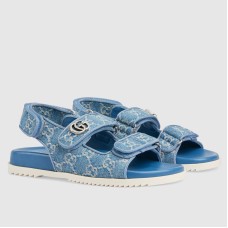 Gucci Women's Sandals in Light Blue Denim with Double G