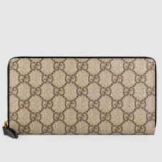 Gucci Zip Around Wallet In Beige GG Supreme Canvas