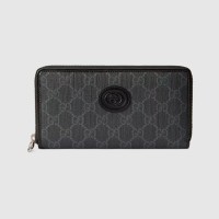 Gucci Zip Around Wallet In Black Canvas with Interlocking G